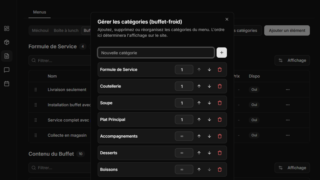Interface CMS Administrateur, gestion des produits