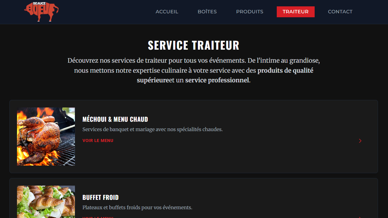 Interface Traiteur, formulaire de soumission