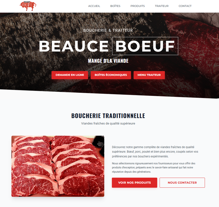 Nouveau site web Beauceboeuf, accueil