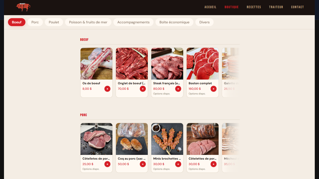 Nouvelle interface Shop, catalogue produits